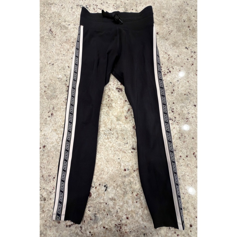 Lorna Jane XS Black Stripe Leggings Athletic Workout Pants